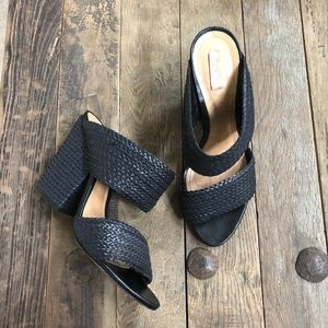 SCHUTZ Woven Block Heel Sandal Pumps